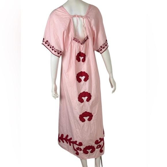 Zara Bohemian Pink Maxi Dress with Red Embroidery Size Small. D25 - Picture 14 of 14